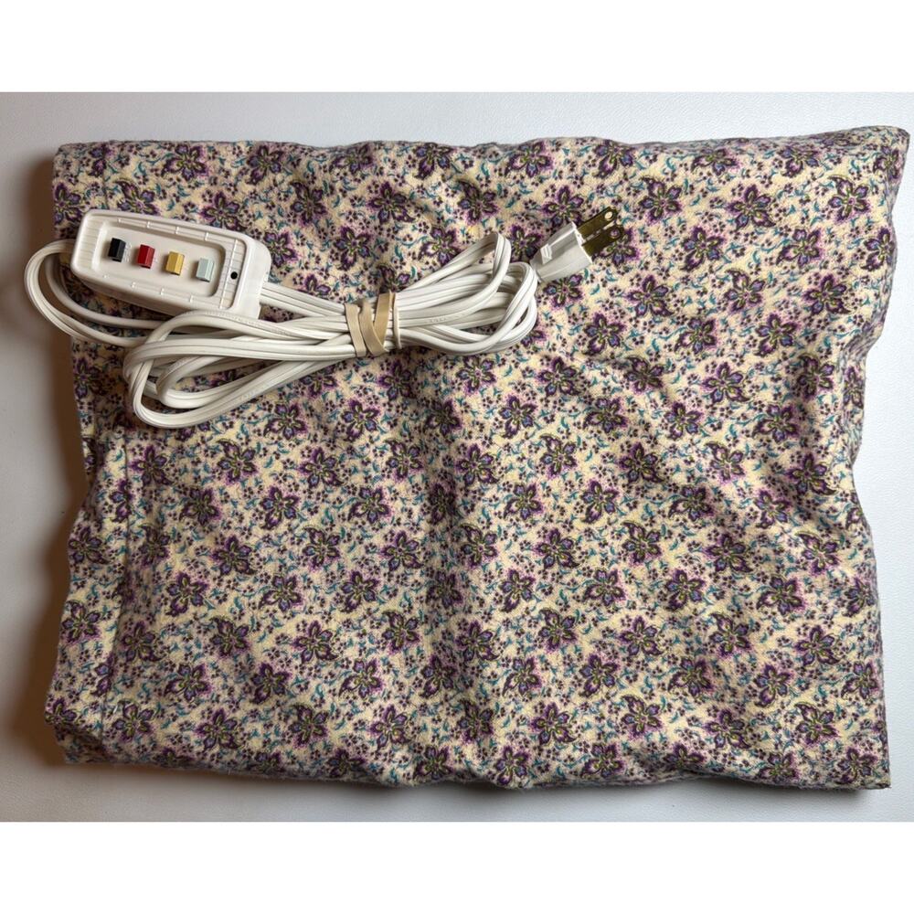 Vintage SunBeam Electric Heating Pad Floral 70s Retro Colorful Tested Works